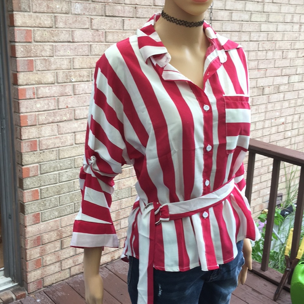 🆕!! 🎈🌺Long Sleeve V Neck Botton Casual  Shirt.